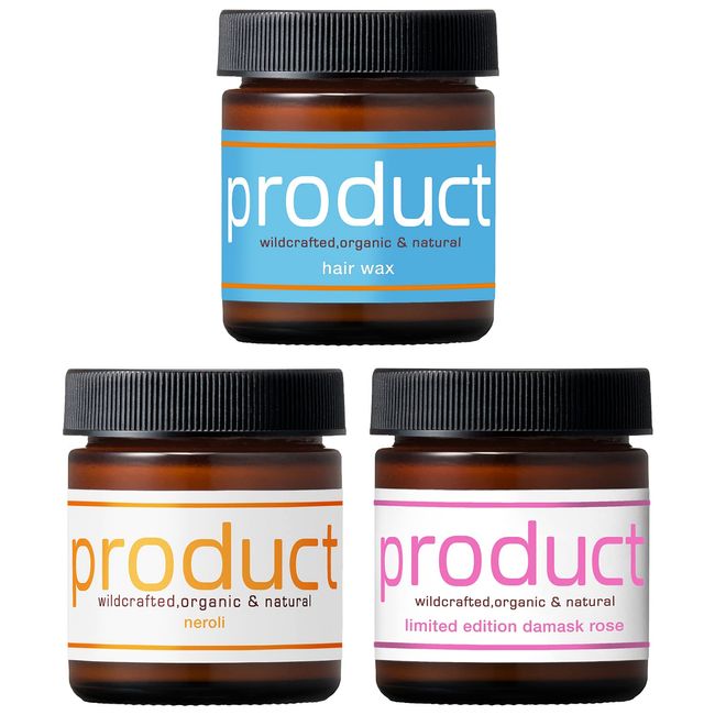 The Product Hair Wax Set of 3 Types 1.5 oz (42 g) each, Hair Balm, Organic