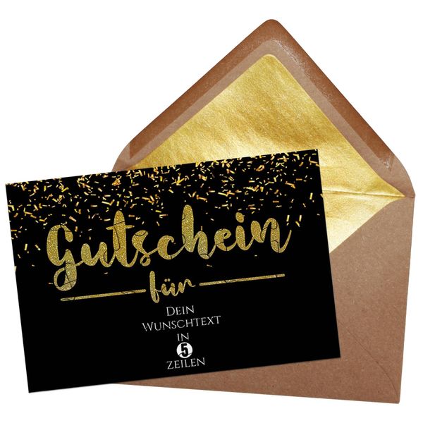 PR Print Royal Fotopuzzle als Gutschein für - Puzzle mit 5 Zeilen Text Personalisieren - Geschenk für Familie und Freunde, Geburtstag, Jubiläum | 24 Teile inkl. Briefumschlag mit Gold-Inlay