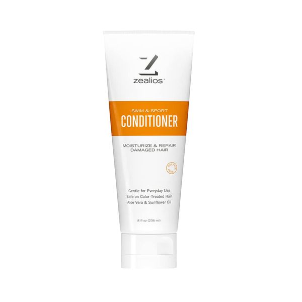 Zealios Swim & Sports Hair Conditioner Dynamic Chlorine Removal Formula, Moisturize Damaged Hairs, Great for Swimmers & Athletes - Protects Color/Treated Hair from Pool Chlorine & Chemicals - 8 Oz