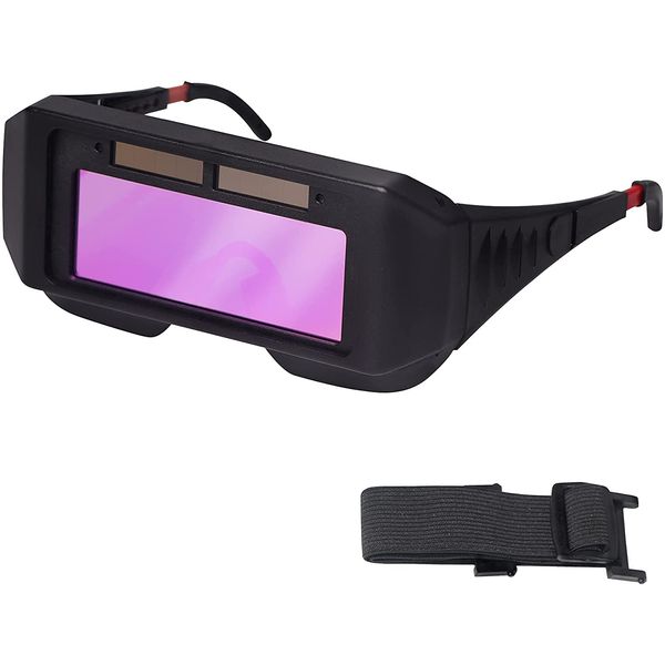 T TOVIA Auto Darkening Welding Goggles, Solar Power LCD Welding Mask Glasses Helmet Welder Gas Mask Eye Protection, Anti-Flog Anti-Glare Goggles, Gas welding Plasma MIG TIG ARC Welder protector Tools