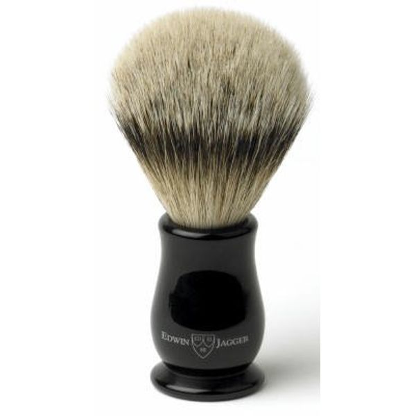 Edwin Jagger Chatsworth Shaving Brush - Imitation Ebony, Silver tip badger