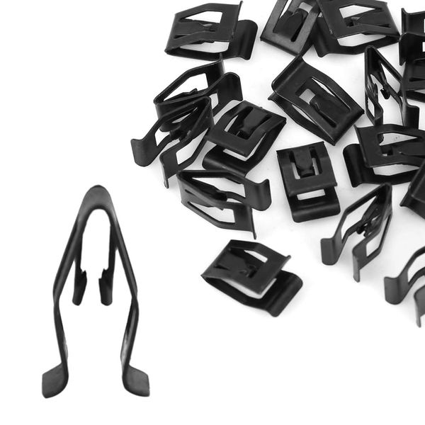 Uxcell Black Metal Car Dash Dashboard Console Trim Retainer, 20Pcs