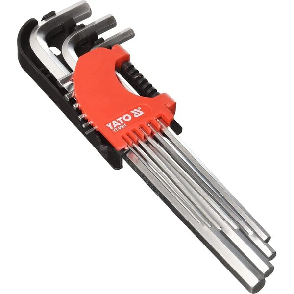 Yato yt-0506 – Hexagonal Wrench with Ball 9pcs CRV Long 1.5 – 10 mm