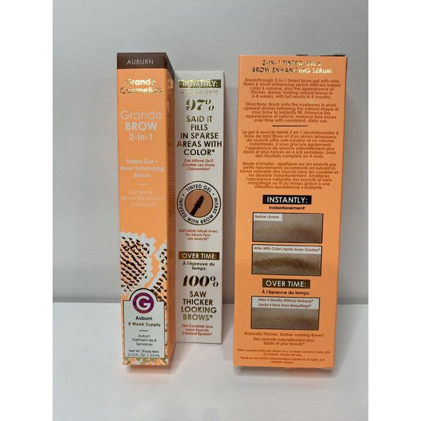 Grande Cosmetics GrandeBrow 2 in 1 Tinted Brow + Brow Enhancing Serum Auburn 2pk