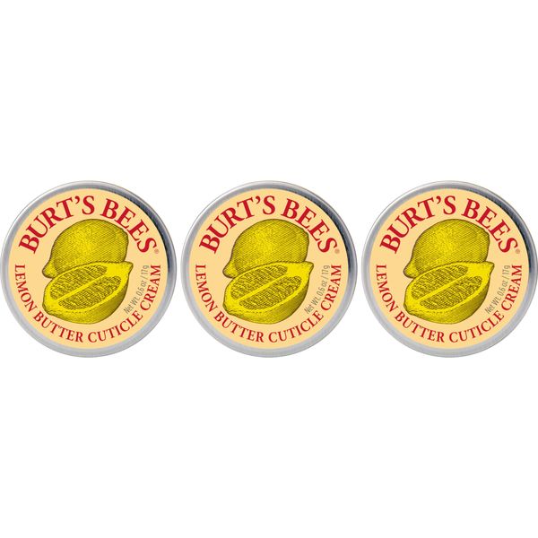 Burt's Bees Christmas Gifts, Hand Skin Care Stocking Stuffers, Moisturizing Cuticle Cream for Dry Skin, 100% Natural Origin, with Lemon Butter, 0.6 oz. (3-Pack)