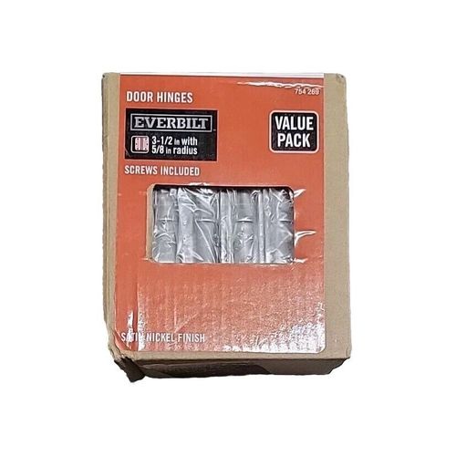 Everbilt 3 1/2" x 5/8" Rad Satin Nickel Door Hinges Value Pack (12 Pack) 754269