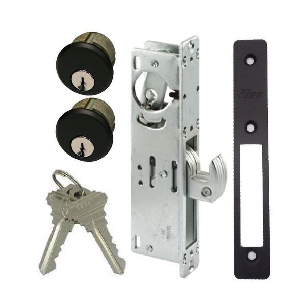 Pacific Doorware Storefront Door Mortise Lock Hook Deadbolt & Double Keyed Cylinder Combo, Adams Rite Cam, in Duronotic (1-1/8" Backset)