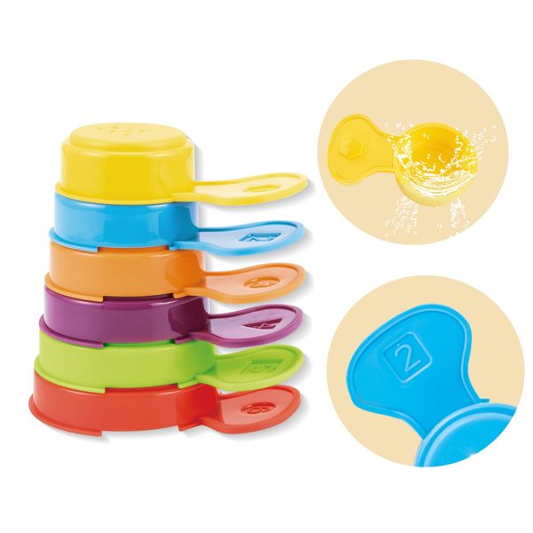 Mold Free Bath Toys for Toddlers 1-3, 6PCS Rainbow Floating Bathing Spoons, Water Table Toys for Infants 6-12 Months, Idea Stacking Pool Beach Early Educational Toys Gift for 2-4 Years Old Boys Girls