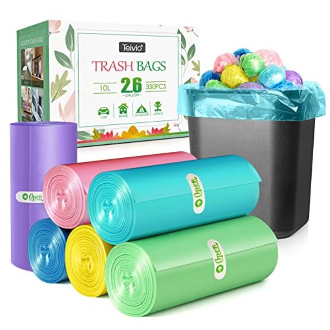2.6 Gallon 80 Counts Strong Trash Bags Garbage Bags by Teivio, Bathroom  Trash Can Bin Liners, Small Plastic Bags for Home Office Kitchen,fit 10  Liter