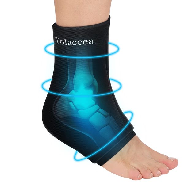 Ankle Foot Ice Pack Wrap for Injuries Reusable Gel Cold Compress Pack and Hot Therapy for Achilles Tendon, Heels, Edema, Arch, Plantar Fasciitis, Sprained, Swelling Recovery Black (Pack of 1, L)