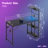 44 In. Rectangular Black Grained Gaming Desk with RGB LED Lights Computer Desk w