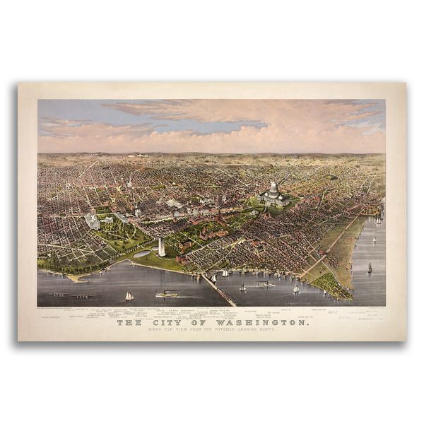 Washington DC 1880 Historic Panoramic Town Map - 16x24