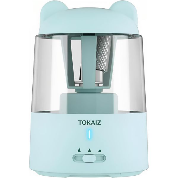 TOKAIZ Electric Pencil Sharpener, Automatic, Mini, Rechargeable, Supports 3 Levels of Core Adjustment, Prevents Oversharpening, Automatic Stop, Bent Core Removal, Pencil Sharpener, Compact,