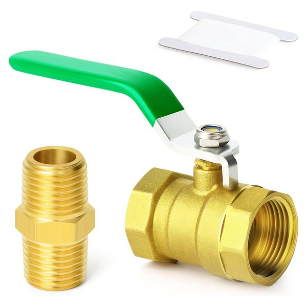 TAILONZ PNEUMATIC 1 Point Heavy Brass Ball Valve Kit, 1/2" Female x Female Pipe Fittings, Male Fittings Included