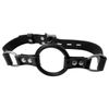 Deluxe Leather Lockable Ring Gag, Ball Gag, Open With Adjustable Leather Strap