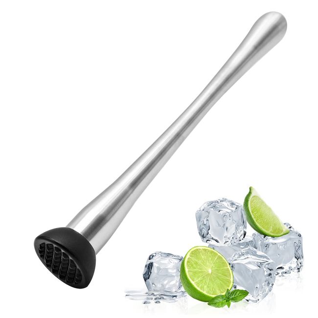 JJQHYC Stößel Edelstahl Cocktail Stößel 30cm Cocktailstößel Mojito Eiszerkleinerer Stampfer für Limettenm, Guacamole