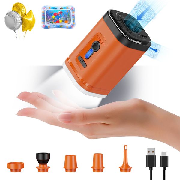 Electric air Pump for Inflatables, Portable Rechargeable Mini Pump with 1800mAh for Air Mattress Baby Infant Pool Floats, Blow Up Pool Raft Bed Boat Toys,Vacuum Bags,Tummy Time Mat