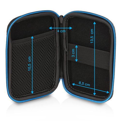 Wicked Chili Hard Case for External Hard Drive and SSD Anti-Shock 2.5 Inch Max. 12.7 x 8.2 x 4 cm with Compartment for Cable