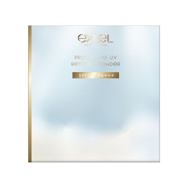 excel Protective UV Retouch Powder with Puff, Clear Beige, Limited Edition