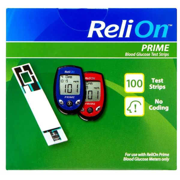 ReliOn Prime Blood Glucose Test Strips, 100 Count