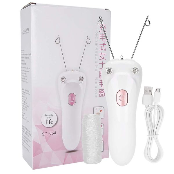 Electric Body Facial Hair Remover,Thread Hair Remover Cotton Thread Epilator for Women,Threading Device Physical Hair Removal Tool for Facial Lip Chin Cheeks Whole Body (Pink)