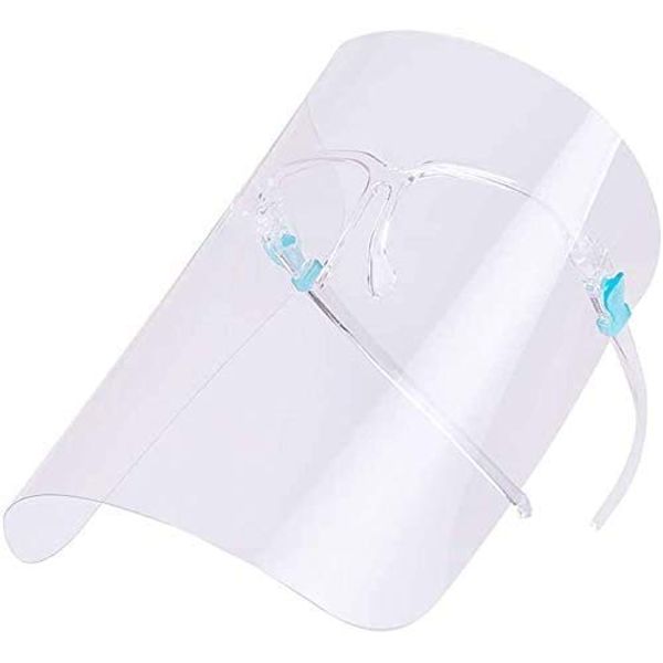 Transparent Face Guard Adjustable Removable Over Glasses 1 Bracket + 5 Interchangeable Face Protector