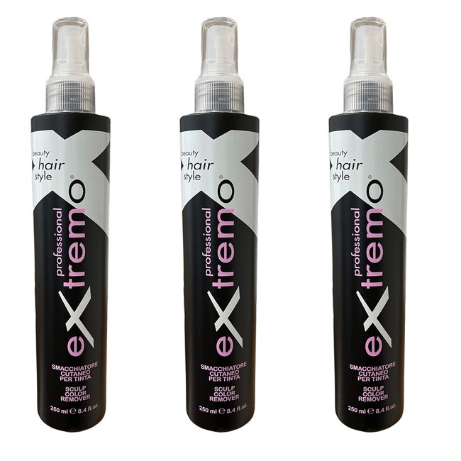 3 x 250 ml extremo professionelle Haarfarbe Farbentferner für die Haut - Made in Italien.