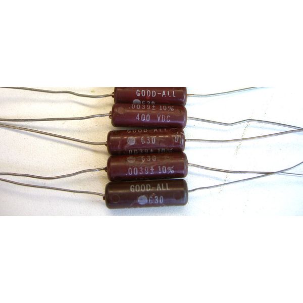 5 NOS Good-All Capacitors .0039 uf @ 400 v