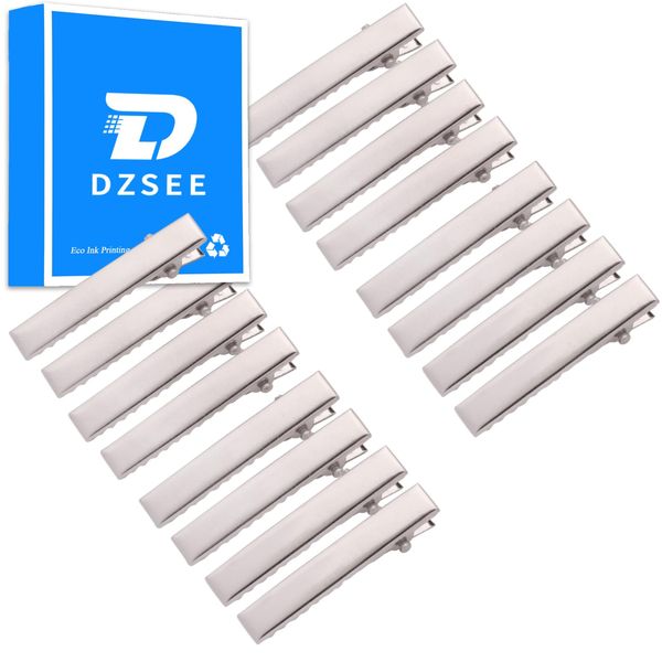 DZSEE Silver Metal Alligator Clips 50pcs, 1.75 inch Small Metal Curl Clips, Metal Hair Clips for Hair Salon, Styling DIY Curling Clips |Flat Head