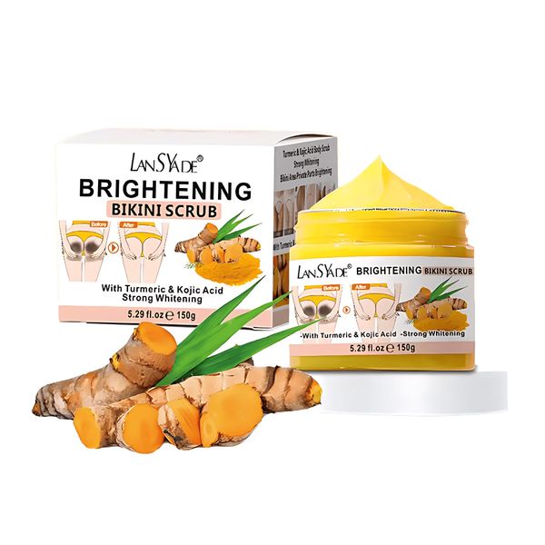 Britains Beauty Brightening Bikini Scrub - Turmeric & Kojic Acid, Whitening and Brightening for Private Parts, Dark Spots Removal, 150g, Strong Whitening, Smooth Skin