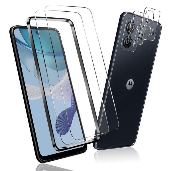 [Set of 4] 2 Compatible Glass Film for MOTO G53J 5G/G53Y 5G + 2 Compatible MOTO G53J 5G Camera Film Ultra-thin Tempered Glass Protective Film Made by Asahi Glass for MOTO G53Y 5G, High Transmittance,