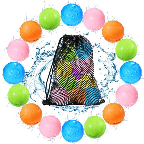 SOPPYCID Reusable Water Bomb balloons, Summer Toy Water Toy for Boys and Girls, Pool Beach Toys for Kids ages 3-12, Outdoor Activities Water Games Toys Self Sealing Water Splash Ball for Fun(16Pack)