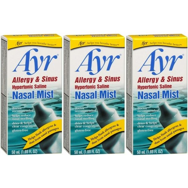 Ayr Allergy & Sinus Hypertonic Saline Nasal Mist, 1.69 oz (3 Pack) 