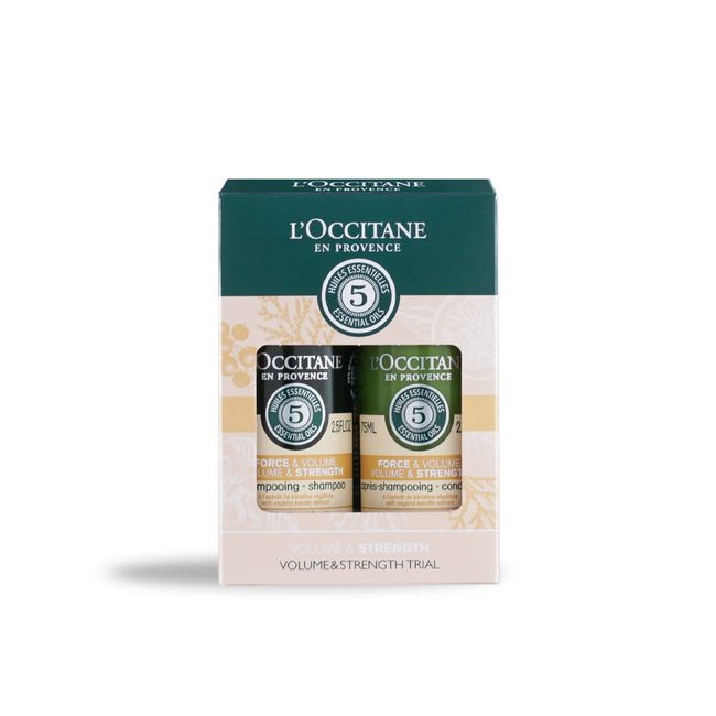 L'Occitane Five Herbs Volume & Strength, Shampoo & Conditioner, Trial Set, Mini Size, Travel Set, Mini Bottle, Portable, Gift, Gift, Popular for Women and Men