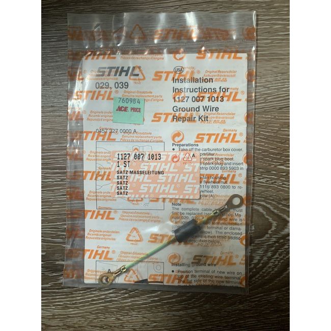 New OEM Stihl 1127-007-1009, 1127-007-1013 Ground Wire Repair Kit 029 039 NOS