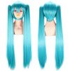 Double Ponytail Hatsune Miku Wig Anime Party Long Straight Wigs for Girl Lovely Synthetic Hatsune Miku Cosplay Wigs Lake Blue 100 cm/39 in