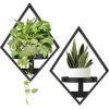 Wall Plant Holder, 2 Pack Metal Floating Shelf Indoor, 2 Pack, Black 