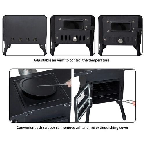 Wood Stove Grill, Outdoor Camping Stove, Small Portable Heating and Cooking