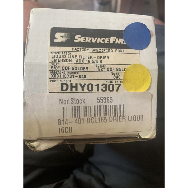 Service First Emerson DHY01307 Liquid Line Filter Drier 5/8"-1/2" ODF Solder