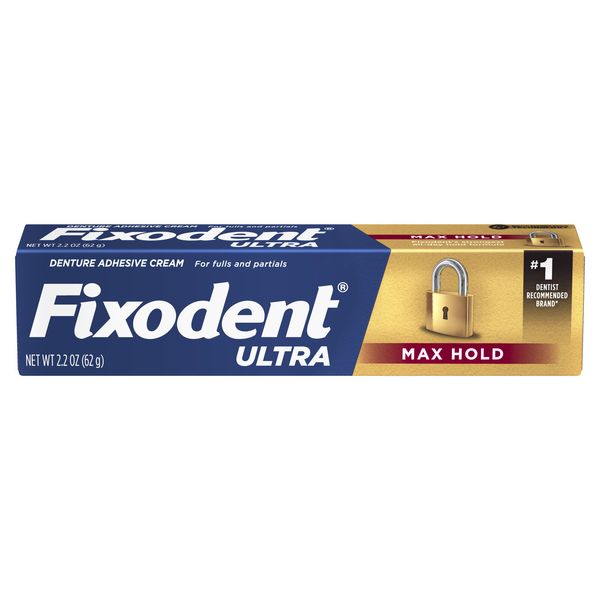 Fixodent Ultra Max Hold Denture Adhesive Cream for Full and Partials 2.2 Ounce