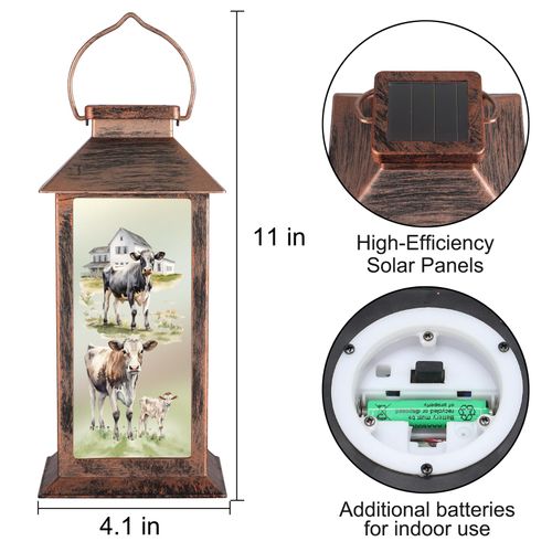 Solar Lanterns for Garden Decor,Waterproof Design Ideal Birthday Gifts for Women, Mom, and Grandma Solar LED Hanging Lights for Yard, Patio, Lawn, and Porch(Cow)