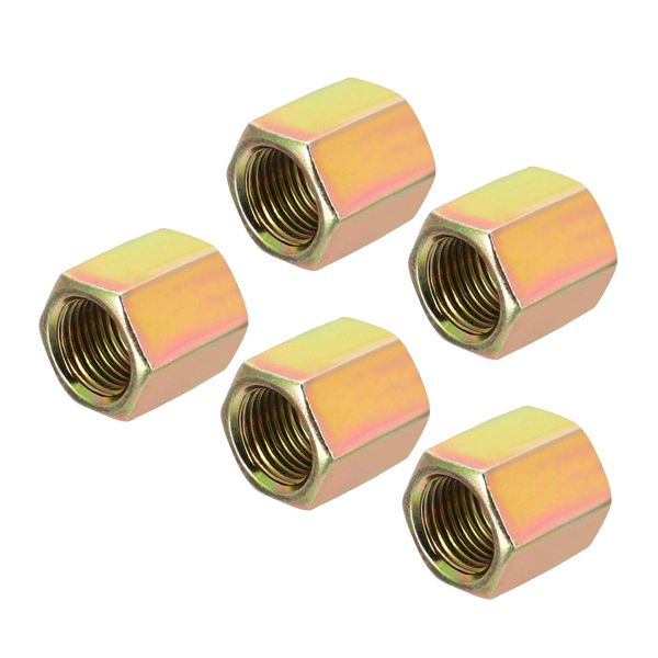 sourcing map Hex Coupling Nuts M10 x 1mm Fine Thread 15mm Length Sleeve Stud Rod Adapters Pipe Connectors Colorful Pack of 5