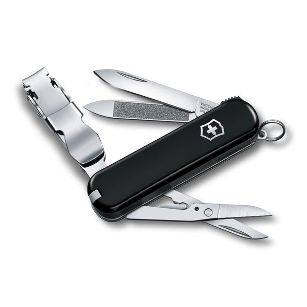 VICTORINOX 0.6463.3 Nail Clip, 580 Black, Nail Clip, Nail Clip, Nail Clip, Includes Nail File, 8 Functions, Emergency Goods, First Aid Product, Stainless Steel, Rust Resistant, Compact