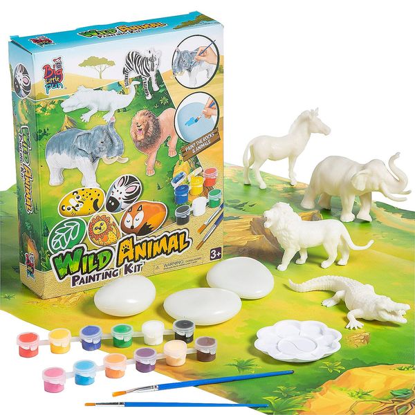 Fun Express DIY Wild Animal Scultpure Painting Kit, All in One Kids Craft Kit, Birthday and Everday Gifts, Great for Creative Acitivity for Home and School