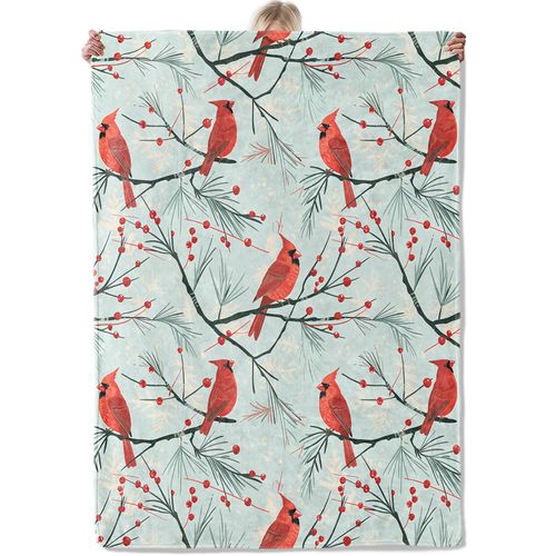 Aonimonis Cardinal Bird Throw Blanket Gifts for Women, Soft Fuzzy Warm Cozy Flannel Blankets for Bedroom, Travel, Couch, Home Decor 50x60 in