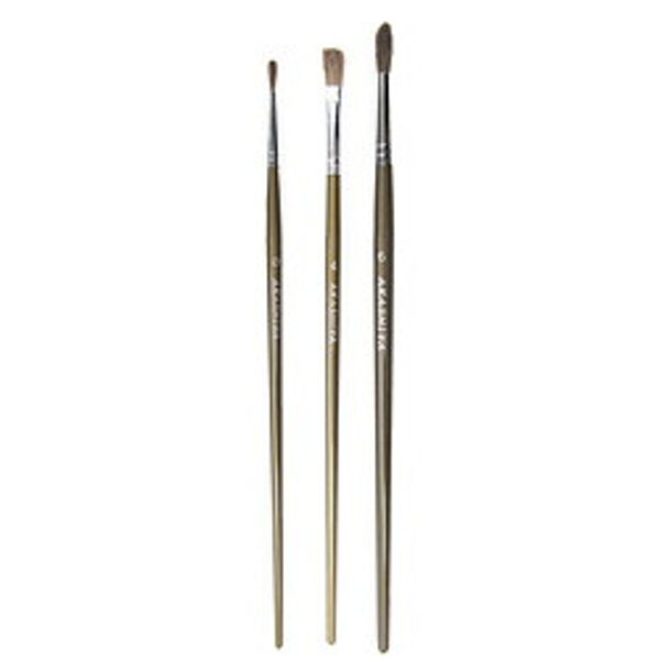 Akashiya Watercolor Painting Brush Horsehair A Set (Round Brush No. 0, Flat Brush No. 4, Round Brush No. 6) GU/3VA GU3VA