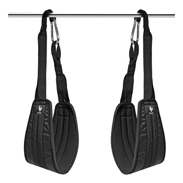 FitEngine Bauchtrainingsschlaufen mit Karabinerhaken | Armschlaufen für Bauchtraining | entlasten Arme & Schultern | für Türreck, Turnstange etc. | bis 150 kg belastbar, schwarz
