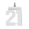 Sterling Silver Rhodium-Plated Large Polished Number 21 Charm