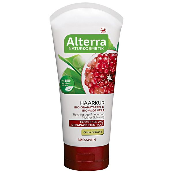 Alterra Hair Treatment Organic Pomegranate & Organic Aloe Vera 150 ml for Dry & Damaged Hair, with Organic Acacia Flowers, Rich Care & Fresh Swing, Silicone, Vegan