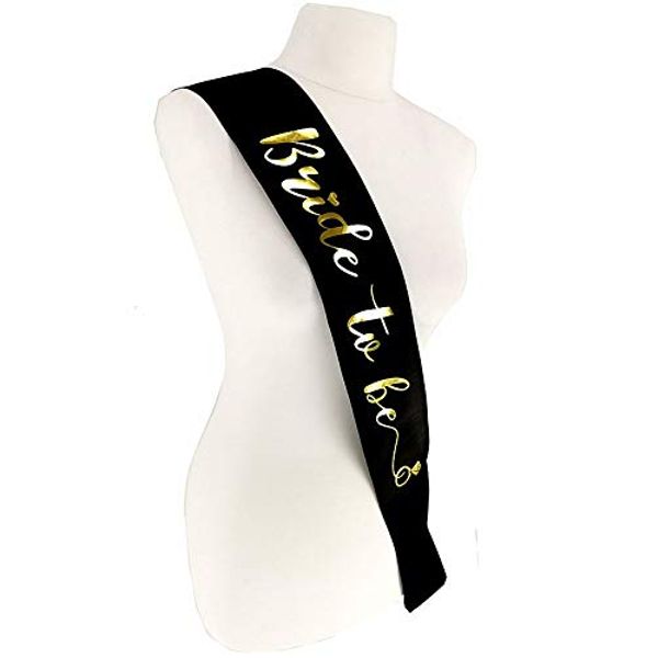 Black with Gold Diamond Ring ‘Bride to Be’ Sash